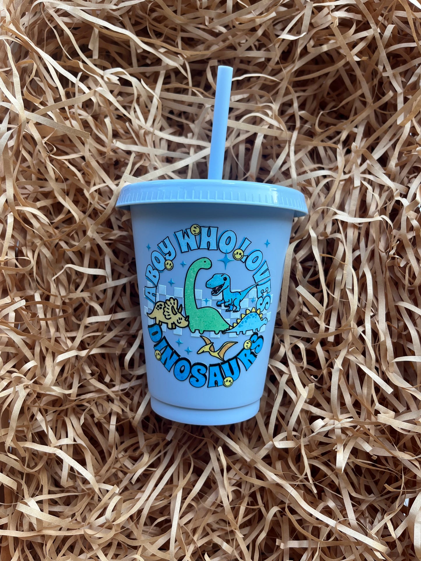 16oz pale blue dinosaurs cold cup