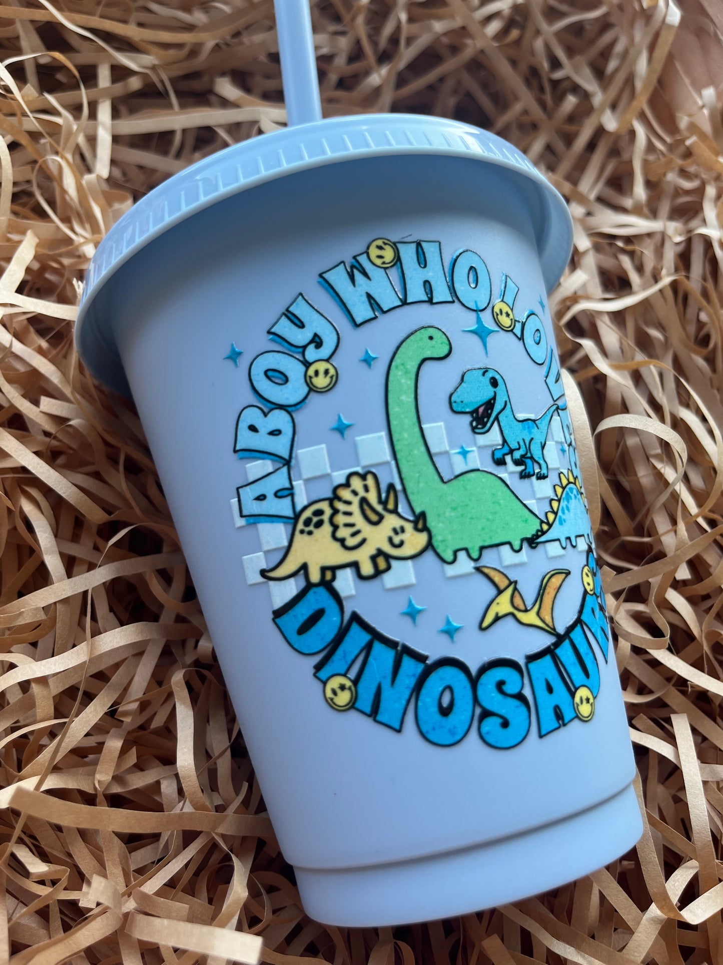 16oz pale blue dinosaurs cold cup